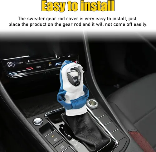 Vista 6 de Cubierta de palanca de cambios para coche, sudadera con capucha de palanca de cambios estilo mini tiburón de moda, divertido protector de palanca