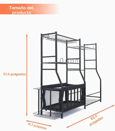 Vista 6 de WALMANN Organizador de equipo deportivo de garaje, soporte para bolsa de golf para almacenamiento de pelotas de garaje, estante de almacenamiento
