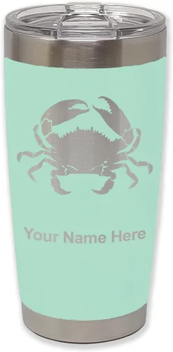 Vista 7 de LaserGram Vaso aislado al vacío de 20 onzas, cangrejo, grabado personalizado incluido (camuflaje verde)