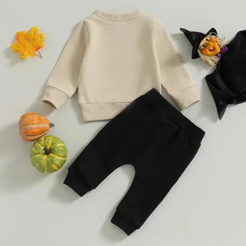Vista 3 de Dourbesty My First Halloween - Conjunto de ropa de Halloween para bebé, sudadera de calabaza, pantalones, conjunto de ropa de Halloween
