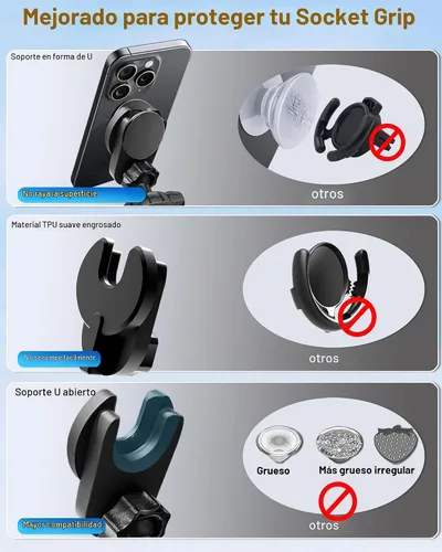 Vista 6 de Soporte de teléfono de automóvil para Pop Socket, agarre para tablero de instrumentos, base adhesiva doble para cualquier superficie, soporte