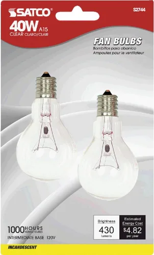 Vista 2 de Westinghouse Lighting 03936 Corp - Bombilla transparente A15 de 40 W, paquete de 2