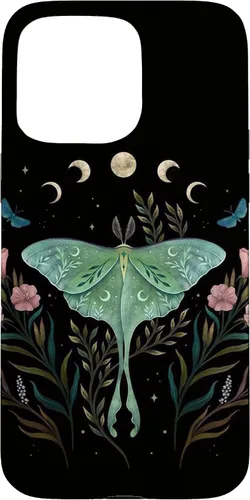Vista 30 de Funda estética Witchy Luna Moth Flower Floral Moon Phases para iPhone 12 mini