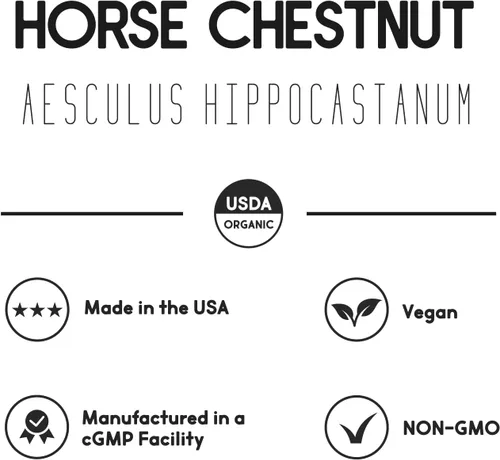 Vista 6 de Extracto de castaño de indias 500 mg 120 porciones Venas varicosas y salud de las venas sanguíneas Vegetariano, sin OMG y sin gluten