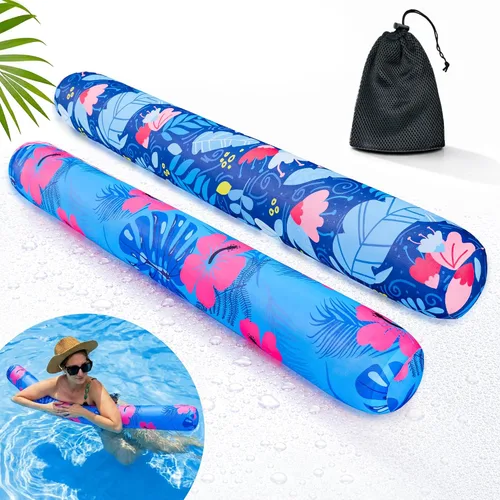 Vista 9 de Fideos inflables para piscina, paquete de 2 de tela suave de secado rápido cubiertos, fideos flotadores grandes para piscina, flotadores premium