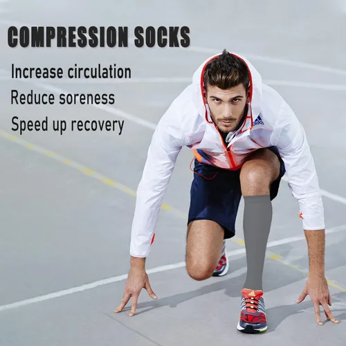 Vista 3 de CTHH 57 pares de calcetines de compresión para la circulación de mujeres y hombres, el mejor apoyo para correr, atletismo, enfermería, viajes