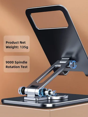 Vista 5 de Paquete de 2 soportes plegables dobles para teléfono celular con silicona, soporte de aluminio ajustable de 360° para teléfono de escritorio