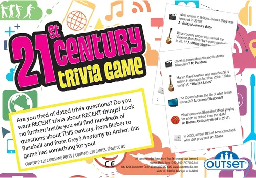 Vista 3 de Juego de trivia del siglo XXI, juego de fiesta, juego familiar, juego de viaje, divertido y fácil de jugar, 1200 preguntas de trivia, para 2 o más