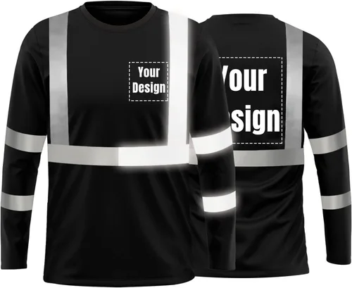 Vista 47 de La alta visibilidad reflexiva de las camisetas de la seguridad del logotipo de encargo Hola Vis de Verde neón
