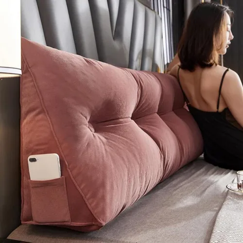 Vista 10 de Almohada de lectura suave para reposo en cama, cojín grande para cabecero, respaldo triangular, almohada de cuña para cuello y soporte lumbar