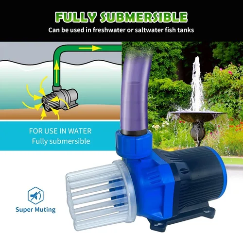 Vista 6 de NEZO Bomba de agua para acuario con controlador, sumergible y bomba de retorno de ahorro de energía en línea para acuario, tanque de peces de agua