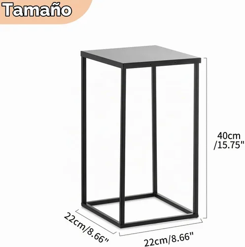 Vista 5 de Nuptio Jarrón de metal negro, 2 piezas de 15.7 pulgadas de alto, jarrones cilíndricos y cuadrados para centros de mesa, decoraciones para el hogar