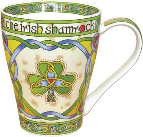 Vista 3 de Royal Tara Juego de 1 taza de café de trébol irlandés con diseño de nudos celtas y 1 tetera de porcelana de trébol, tetera irlandesa con nudo celta