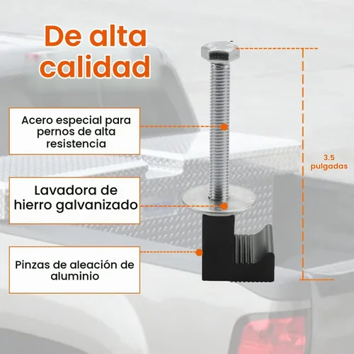 Vista 4 de Abrazaderas de montaje en cruz en J para caja de herramientas de camioneta con 4 piezas, negras Negro