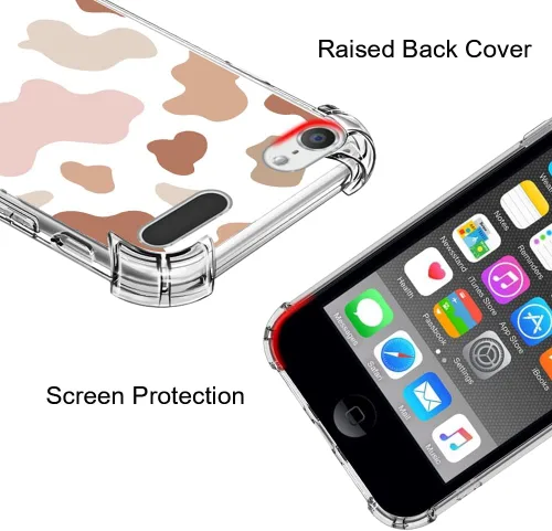 Vista 4 de KANGHAR - Funda para iPod Touch 7, 6 y 5, diseño de vaca, color rosa y marrón
