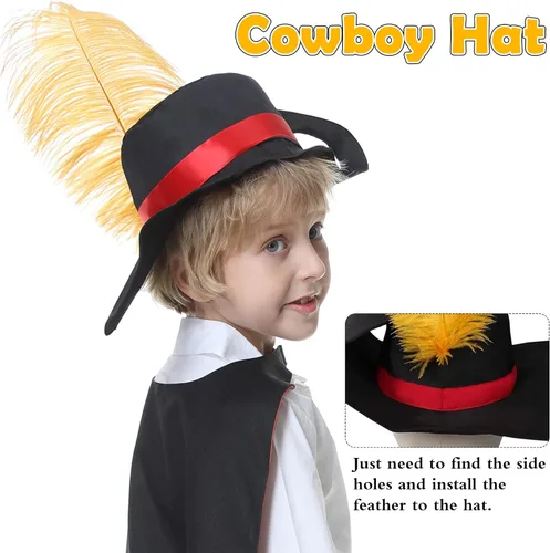 Vista 2 de Lydoesy Kids Puss Costume Cosplay Outfits Cat Boots Cape with Hat Tail Belt Boot Covers for Boys Girls Halloween