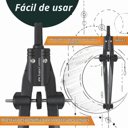 Vista 2 de Faber-Castell Brújula de ajuste rápido, piedra negra para geometría
