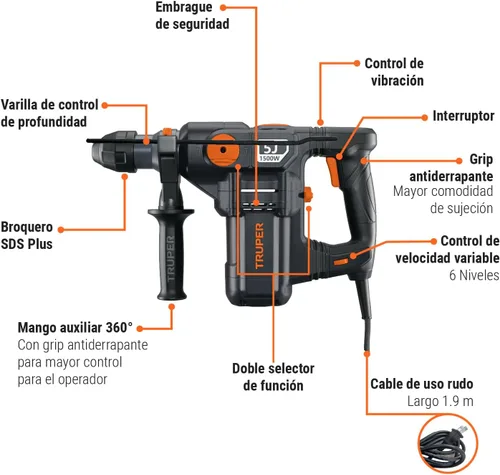Vista 5 de Rotomartillo electropneumática SDS plus 5.0 Joules