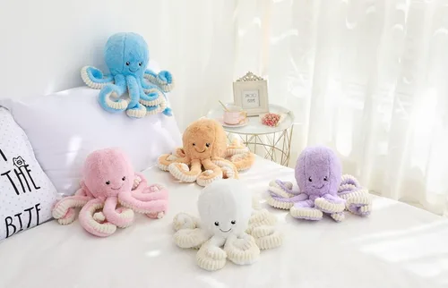 Vista 5 de Muñeca de Peluche de Pulpo de Dibujos Animados Linda, Juguetes Regalo, Juguetes de Peluche de Mar para Niños y Amantes, Decoración del Hogar