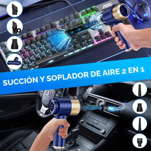 Vista 2 de JONYJ Aspiradora de mano para automóvil, aspiradora de mano de 16000 PA, portátil, inalámbrica, 2 en 1 soplador de aire y aspiradora con luz LED