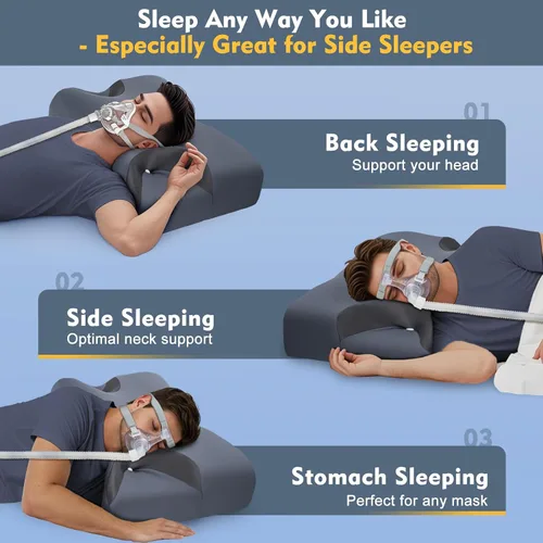 Vista 4 de IKSTAR Almohada CPAP 5.0 para dormir de lado, altura ajustable/soporte de cuello, almohada de espuma viscoelástica adecuada para todos los usuarios