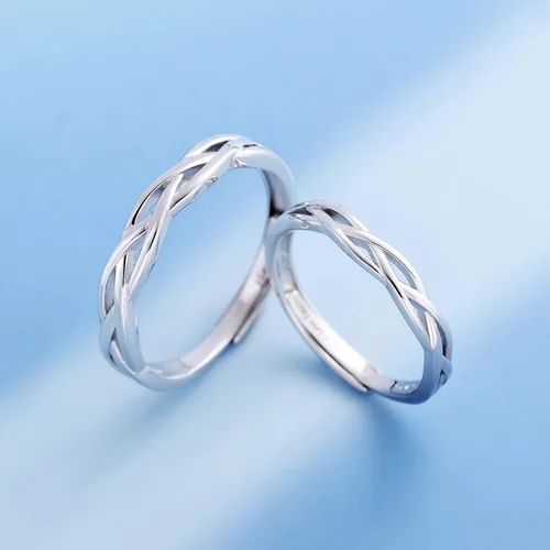 Vista 4 de ANAZOZ I Love You His & Hers - Anillos de boda a juego con circonita cúbica ajustable para parejas