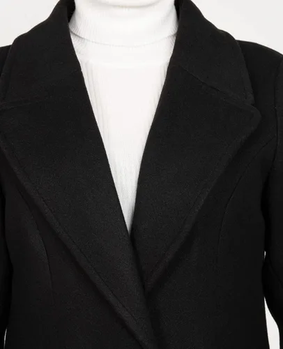 Vista 7 de ThCreasa Chaqueta de invierno de mezcla de lana para mujer, con solapa y solapa, para invierno