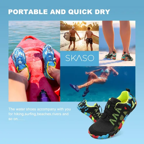 Vista 7 de SKASO Zapatos de agua para hombres y mujeres, zapatos descalzos de secado rápido, zapatos acuáticos ligeros con agujeros de ventilación
