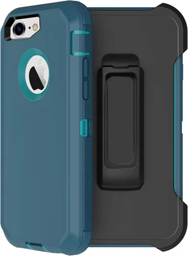 Vista 24 de Funda para iPhone 8 y iPhone 7, resistente, con función atril, protector de pantalla integrado, 4 en 1, fuerte y resistente a prueba de golpes
