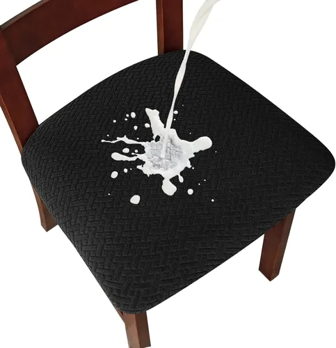 Vista 22 de Genina Fundas de Asiento para Silla de Comedor Fundas de Asiento Deslizables Fundas de Silla de Cocina (Beige, 2 Piezas)