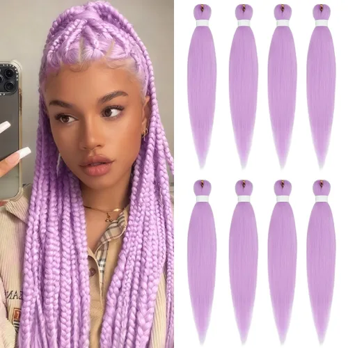Vista 48 de 8 paquetes de extensiones preestiradas - 16 pulgadas de cabello trenzado premium, 55G/paquete, sin picazón, fijación en agua caliente, textura Perm