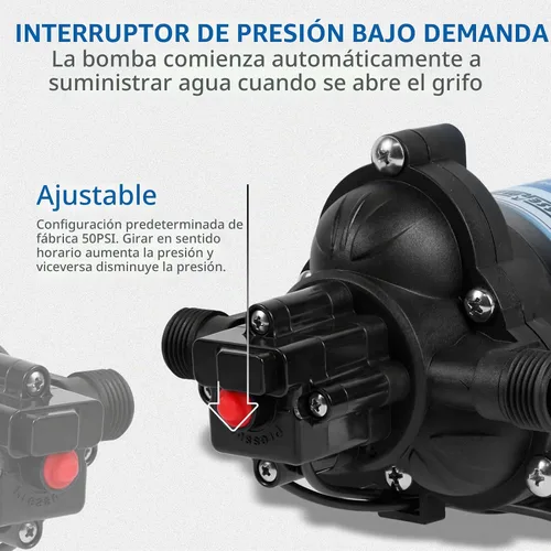 Vista 3 de WASSERMANN Bomba de Aumento de Presión de Agua de 115 Voltios AC 4.5GPM 55PSI, Bomba de Agua Autocebante de Diafragma con Interruptor de Presión