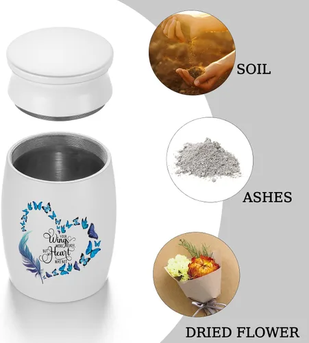 Vista 4 de Urna de aluminio para cenizas de mariposa, urna conmemorativa para cenizas humanas