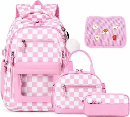 Vista 23 de 4PCS Girls Backpack Pin Display Ita Bag with Lunch Box B-negro Bloom