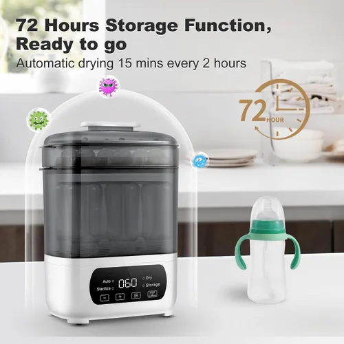 Vista 2 de AMZBABYCHEF Esterilizador y secador de biberones eléctrico, esterilizador y secador de vapor para biberones, esterilizador y secador de biberones 4