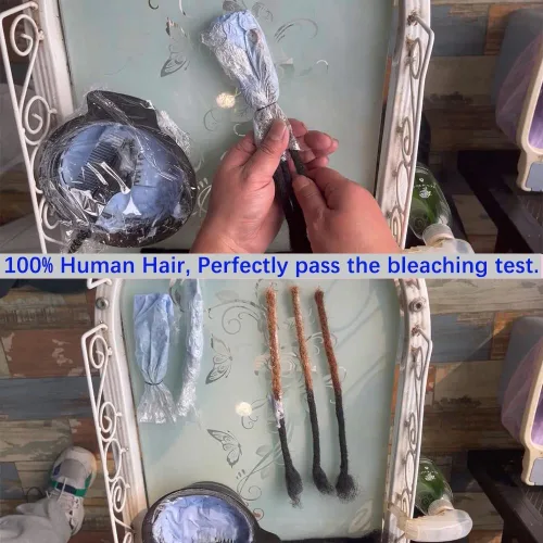 Vista 3 de Loc - Extensiones de cabello humano de 0.2cm de ancho, 4 pulgadas, 10 hebras de color negro natural, completamente hechas a mano, permanentes, se