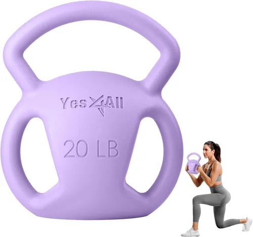 Vista 8 de Yes4All Kettlebell, Strength Training Kettlebells for Women, Wide Multi-grip Textured Handle for Home Gym Exercises & Full Body Workout, Single 5–25