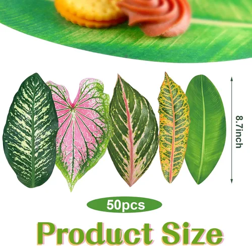 Vista 2 de Kisston 50 tableros de embutidos de papel pergamino de hojas tropicales de 8.7 pulgadas para tabla de queso, pergamino tropical de doble cara