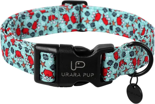 Vista 8 de Collar de perro floral azul, collar floral de algodón ajustable para primavera y verano con colgante de margarita, hebilla de liberación rápida