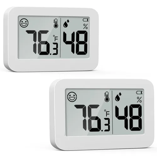 Vista 10 de Mini Higrómetro Termómetro de Interior, Medidor Digital de Humedad con Botón de Cambio Celsius Fahrenheit, Medidor de Humedad Monitor de Temperatura