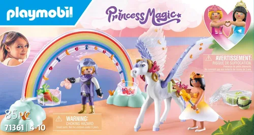 Vista 4 de Playmobil Pegaso con arco iris en las nubes