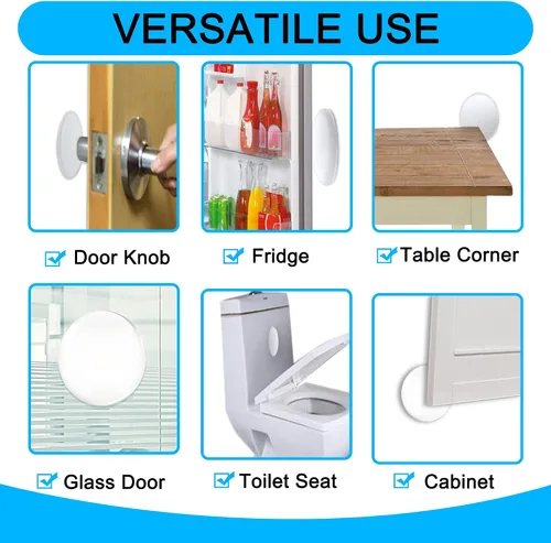Vista 4 de 24 protectores de pared para tope de puerta de 1.57 pulgadas, protector de pared para pomos de puerta, autoadhesivo, protectores de pared de goma