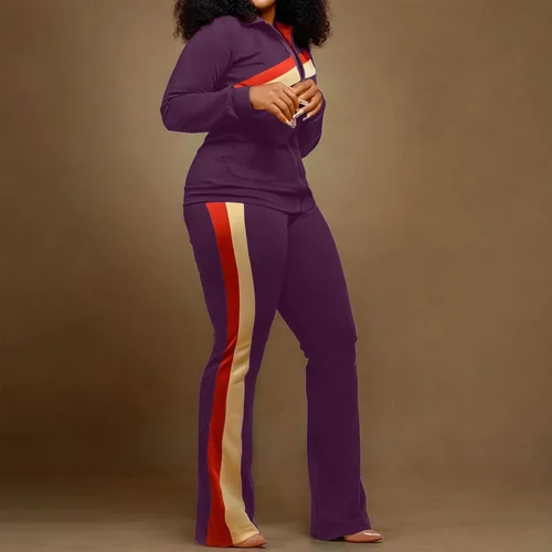 Vista 3 de DUOWEI Conjunto de ropa de esquí para mujer, ropa deportiva de dos piezas, pantalones de bolsillo, conjunto de ropa deportiva para mujer