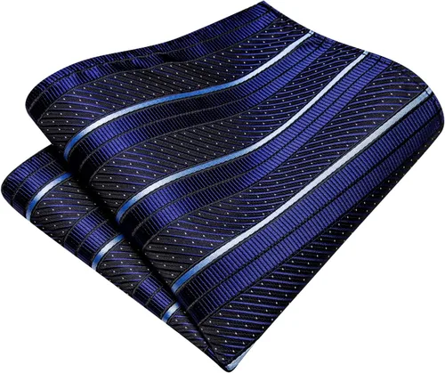 Vista 262 de Hi-Tie Corbatas de seda para hombre, diseño de cachemira a rayas, con bolsillo, gemelos cuadrados, conjunto formal de negocios