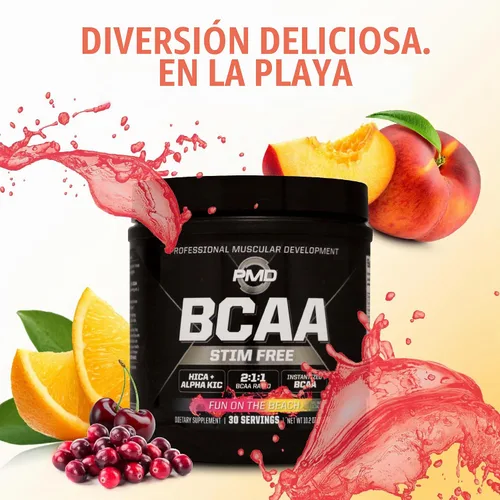 Vista 7 de PMD Sports BCAA Stim-Free Fun On The Beach Flavor - 30 porciones Diversión en la playa