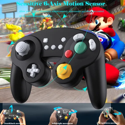 Vista 4 de EXLENE Gamecube Controller Switch, Wireless Switch Pro Controller for Nintendo SwitchLitePCAndroidiOSSteam, Support Wake Up, Motion, Adjustable