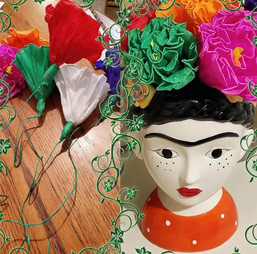 Vista 5 de Alondra's Imports Flores de papel mexicanas – Decoraciones de fiesta, decoraciones de Ofrenda, Fiestas, altar, Día de los Muertos, Flores