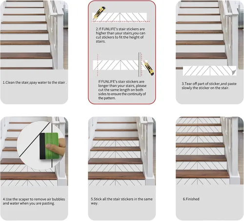 Vista 4 de funlife 13 calcomanías de vinilo retro para elevadores de escaleras, autoadhesivas, impermeables, 39.37 x 7.09 pulgadas, patrón italiano gris
