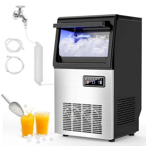 Vista 24 de Máquina de hielo Nugget para encimera 40 libras/día, contenedor de hielo de 10 libras, máquina de hielo de pellets suaves masticables de acero