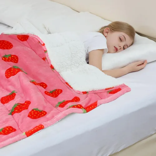 Vista 15 de Aemicion Manta con peso para niños de 7 libras, tamaño individual de 41 x 60 pulgadas, cómoda, suave y esponjosa Sherpa, manta pesada para niños